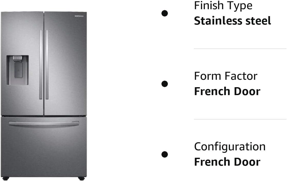 Samsung 27 Cu. Ft. Fingerprint Resistant Stainless Steel 3-Door French Door Refrigerator With External Water & Ice Dispenser