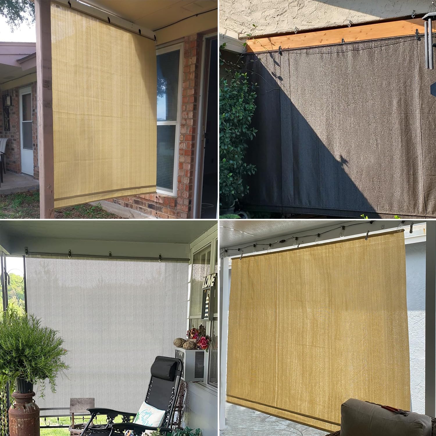 Coarbor Outdoor Roll up Shades Blinds for Porch Patio Shade Exterior Roller Shade Privacy Shade Screen for Deck Pergola Gazebo Brown 8'W x 10.5'H