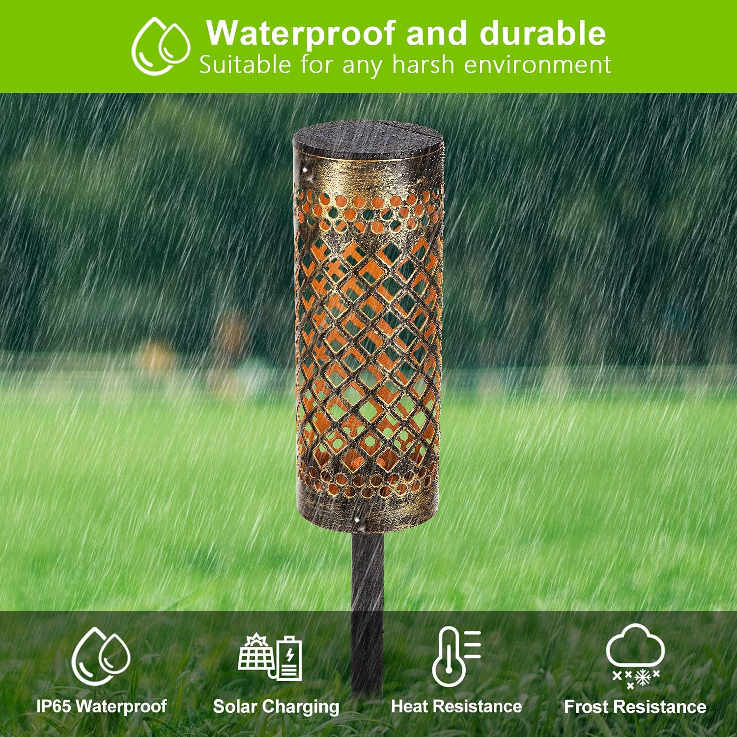 6 Pack Solar Pathway Lights Outdoor, KOOPER Solar Lights Bright Metal Retro Solar Garden Lights Decorative Waterproof Solar Powered Led Landscape Lighting for Path Lawn Patio Yard Walkway