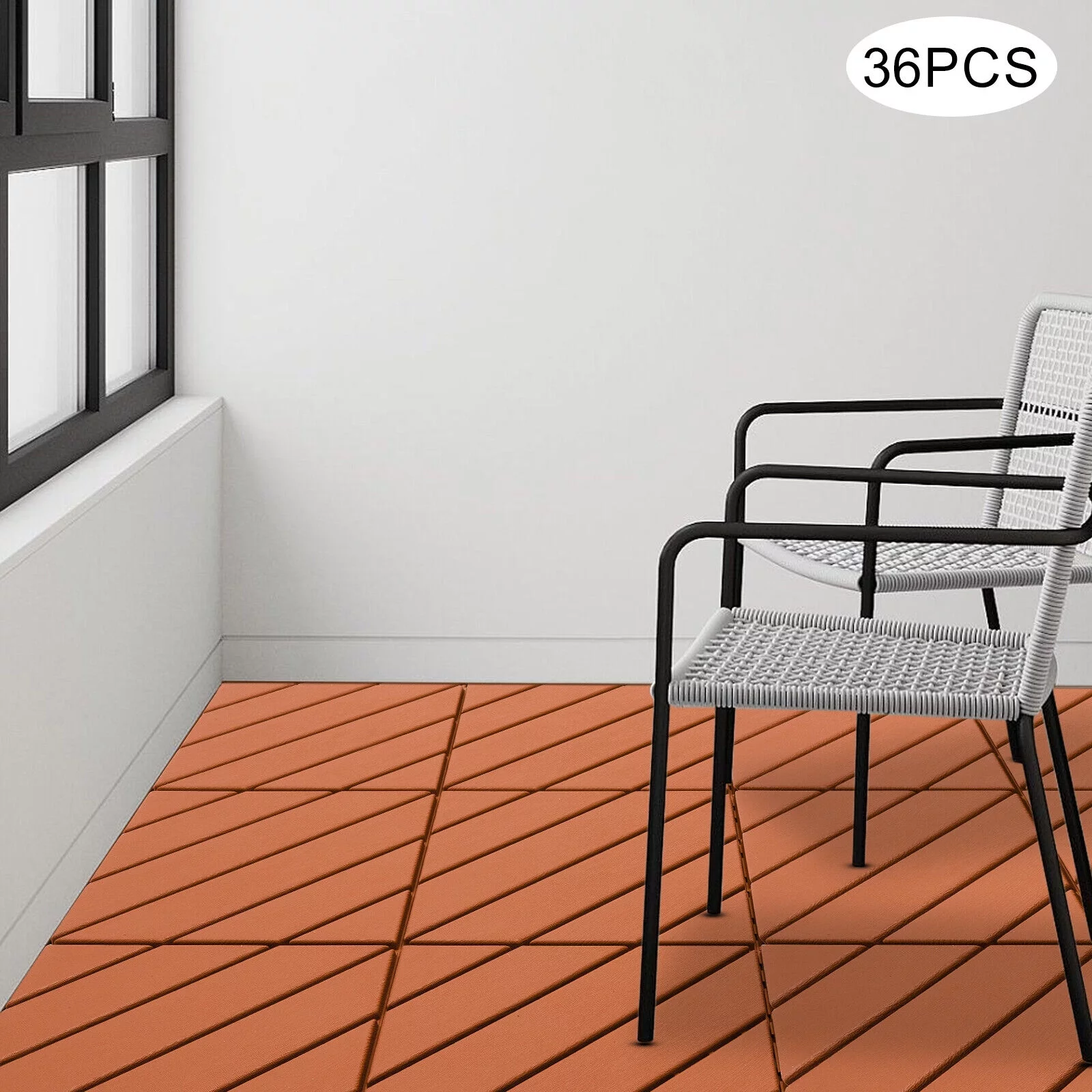Modern 36PCS Interlocking Deck Tiles Floor Mount Plastic Composite Patio Deck Tiles 12”x12”