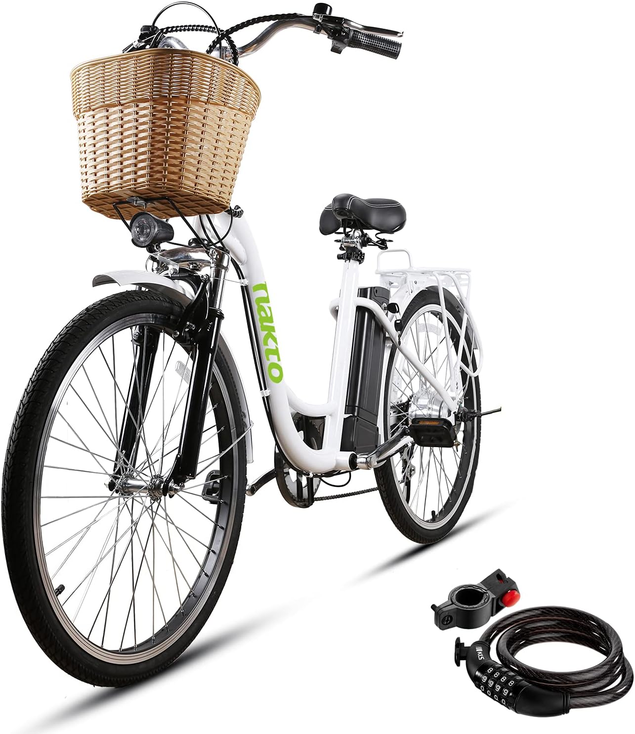 NAKTO 26'' Electric Bike for Adult, Cargo Electric Bicycle Camel Style, 250W/350W Brushless Motor and 10.5Ah Removable Lithium Battery| Commuting Essentials (Free Basket and Lock)