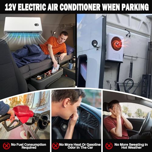 7,000BTU Electric Truck AC Unit Split 12V Low Noise Fast Cooling High Efficiency For Semi-Truck, Trailer, Bus, Camper, Pickup, Motorhome