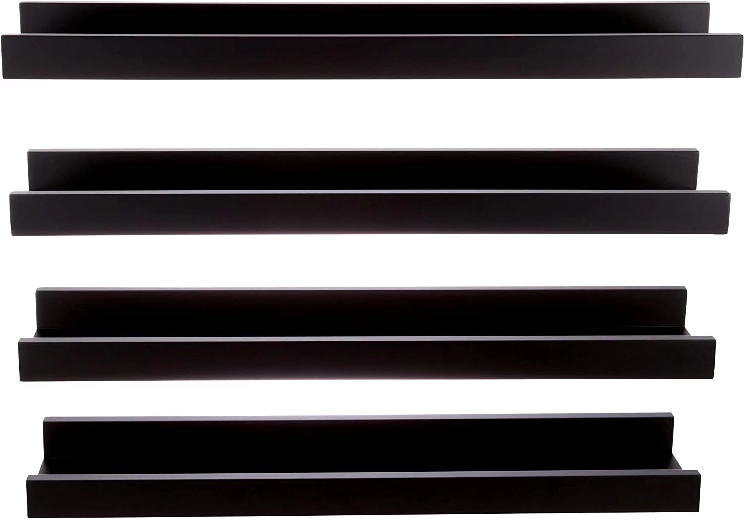 LIHONG Edge Wood Floating Shelves - 23", Black, 4Pack - Wall-Mounted Shelves for Home, Room, Office