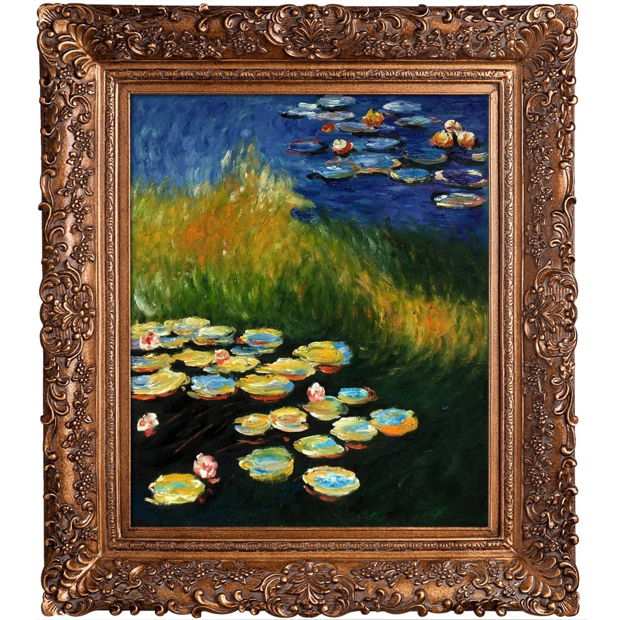 overstockArt Water Lilies with Burgeon Gold Frame, Claude Monet - 33.5x22 x 29.5x22