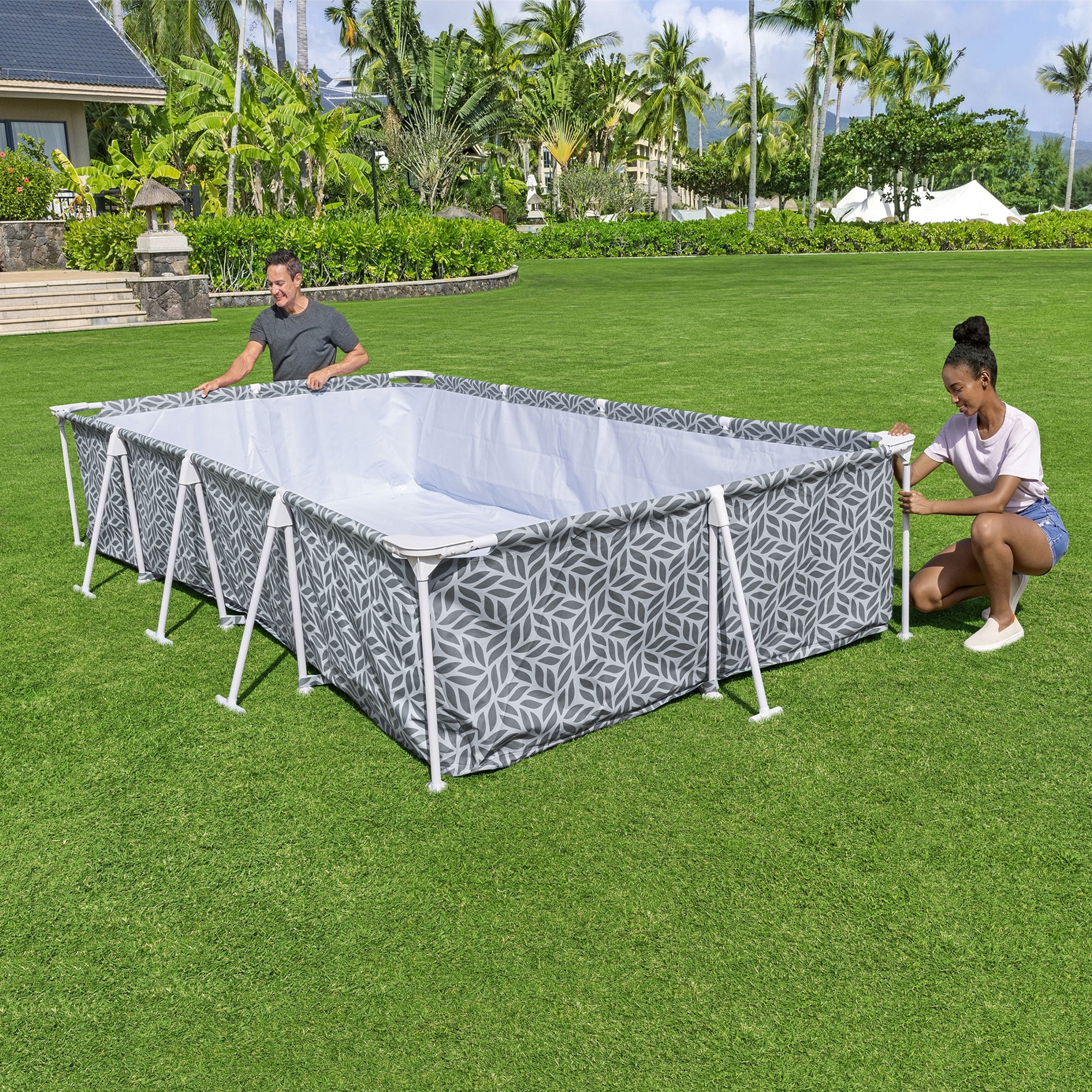 Bestway Steel Pro 9.8'x6.6'x26 Rectangular Above Ground Swimming Pool Set