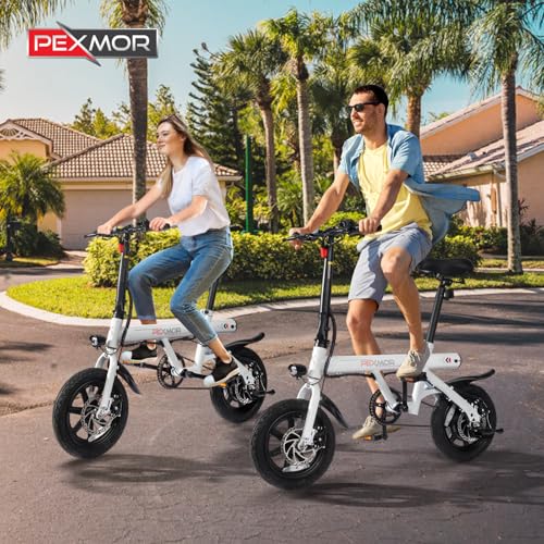 PEXMOR Electric Bike for Adults, 350W Motor (Peak 500W) Ebike 36V 6AH Battery, 14" Folding Commuter City Electric Bicycle for Adults/Teens, Complies to UL2849