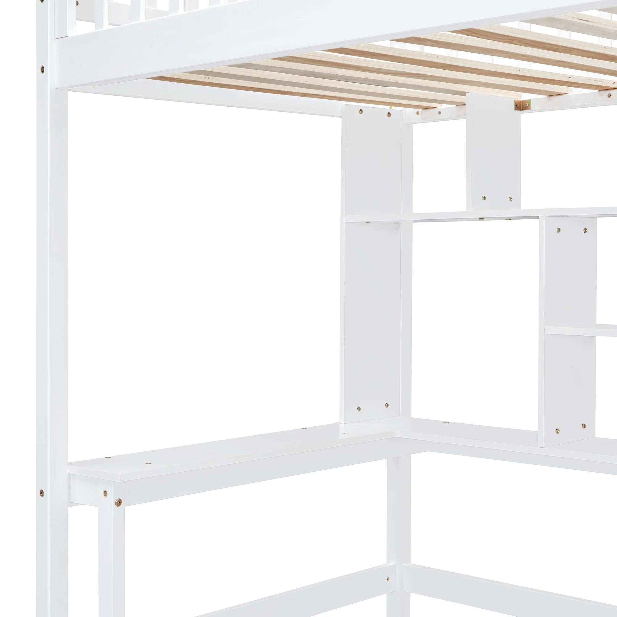 Bellemave Twin Size Loft Bed with Stairs and Wardrobe, Wood Loft Beds Frame with Desk and Storage Drawers, Stairway Loft Bed for Kids, Teens & Adults（White）