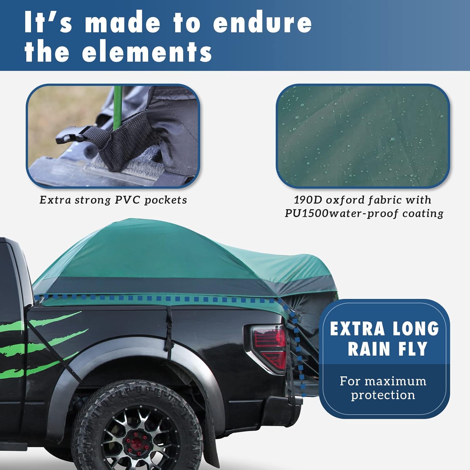 MR Full Size Truck Tent for Camping with Waterproof Rainfly, Double Layer for 2-Person Portable Truck Bed Tent, Car Bed Camp Tents for Pickup Trucks, Fits Mattresses 79-81", Vehicle Mounted Tent…