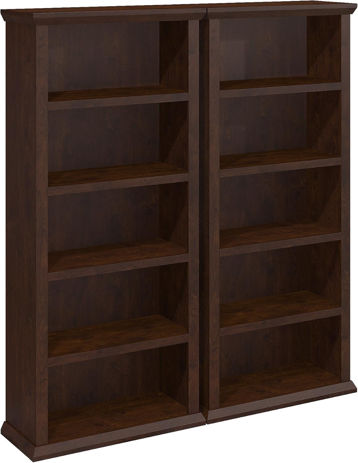 Bush Furniture Yorktown 5 Shelf Bookcase in Antique Cherry