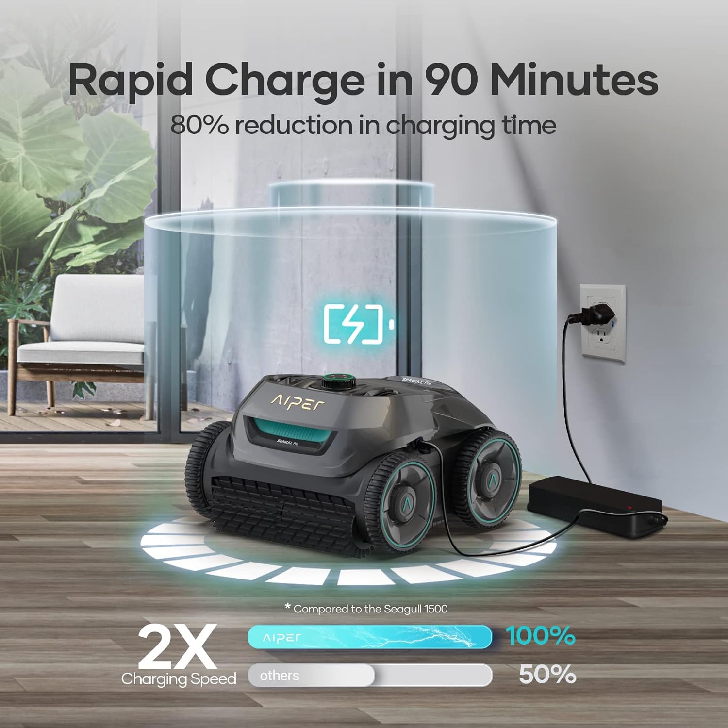 (2023 Upgrade) AIPER Seagull Pro Cordless Robotic Pool Cleaner, Wall Climbing Pool Vacuum Lasts up to 180 Mins, Quad-Motor System, Smart Navigation, Ideal for Above/In-Ground Pools up to 3,200 Sq.ft