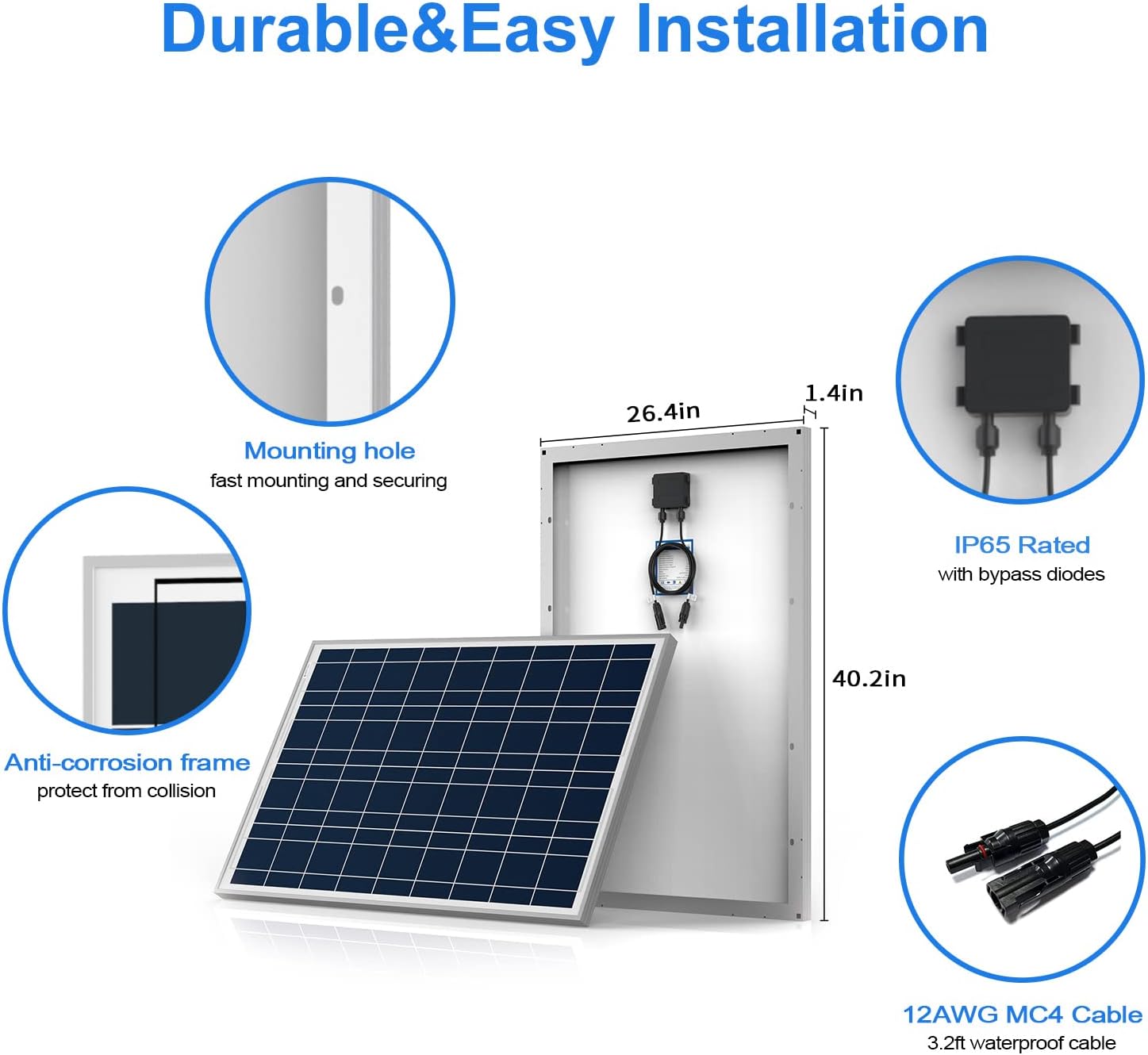 ACOPOWER Solar Panel Kit, 800W 12/24V Polycrystalline Off-Grid System for RV Home Marine with 8PCs 100W Rigid Solar Panels/60A MPPT Controller/Z-Brackets/Y Connectors/Solar Cables/Cable Entry Housing