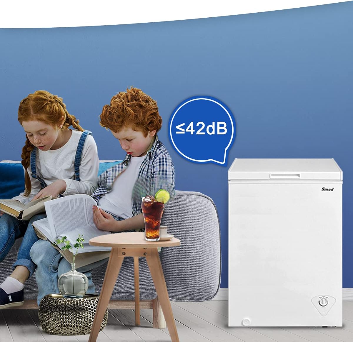 Smad Chest Freezer 3.5 cu.ft Small Freezer Chest for Home Kitchen Grocery Basement, White