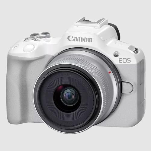 Canon EOS R50 Mirrorless Camera (White) with RF-S 18-45mm F4.5-6.3 is STM Lens 5812C012 Bundle with Deco Gear Photography Bag + 2 x Battery + 2 x 64GB Memory Cards + Accessories Kit