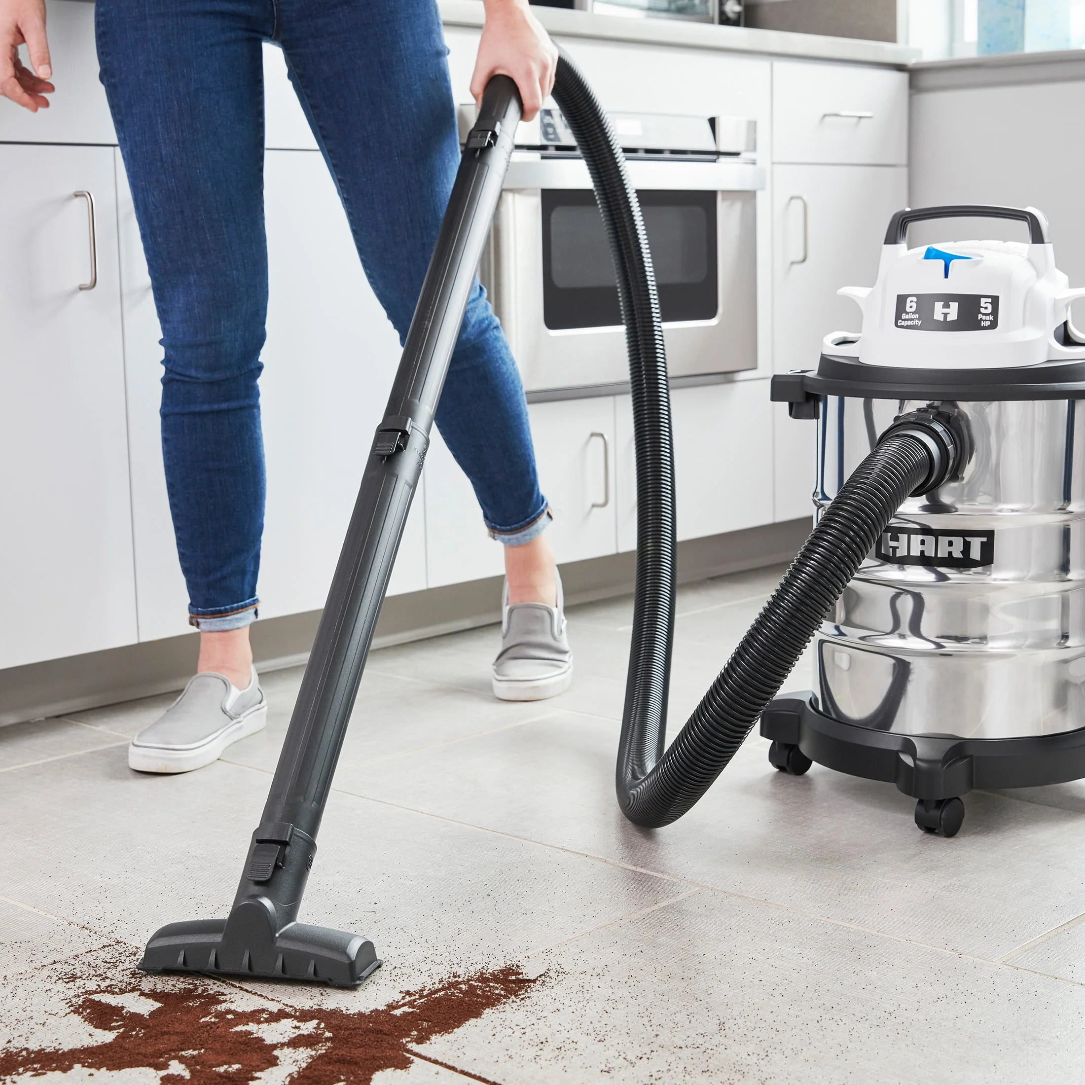 HART 6 Gallon 5 Peak HP Stainless Steel Wet/Dry Vacuum, VOC608S 3702