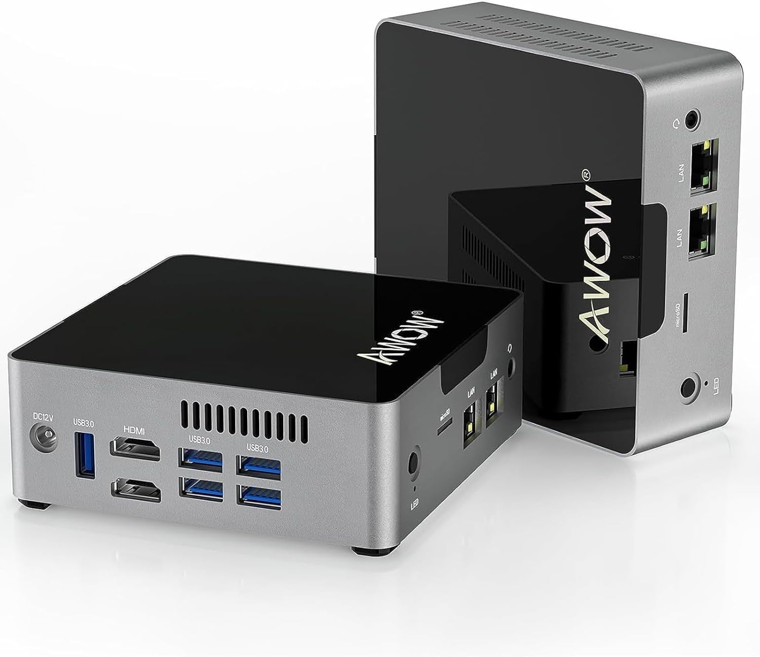AWOW Mini PC Desktop Computer Intel Celeron N3450 Windows 10 6GB DDR4 128GB SSD/Burst Frequency 2.2 GHz/Dual LAN/ 2.4G+5G Dual Band WiFi/4K /Bluetooth/HDMI/5 USB3.0 Ports Micro PC
