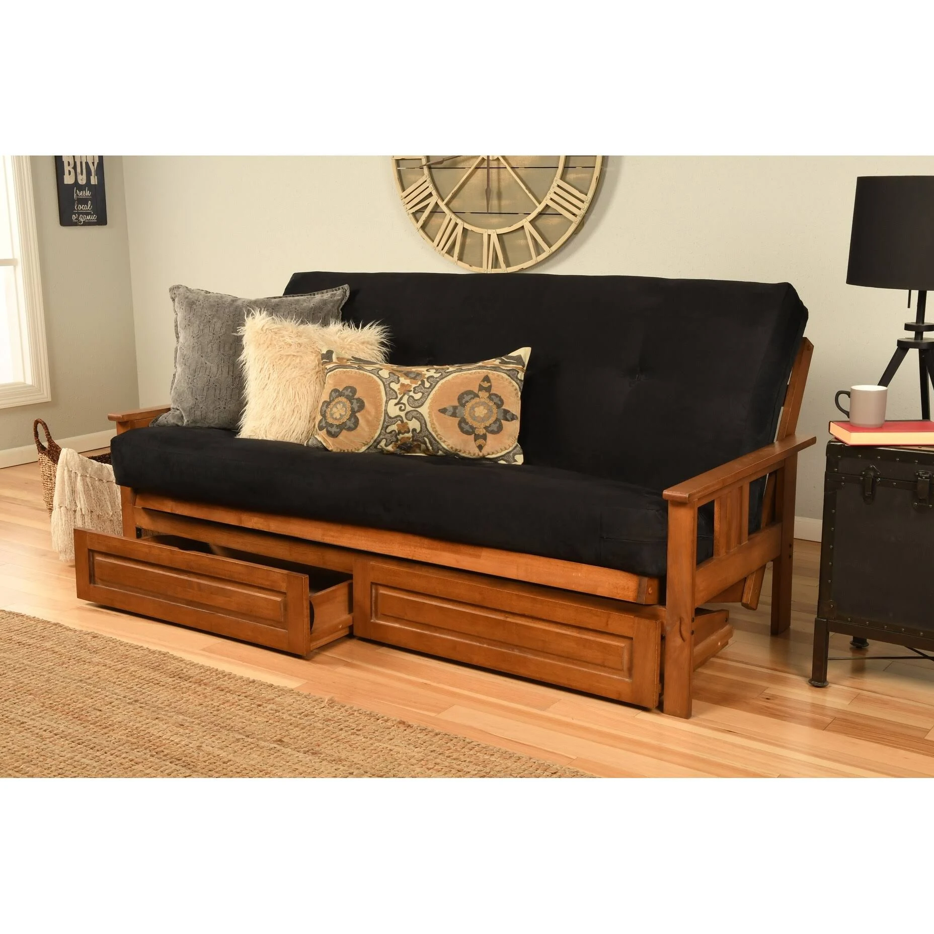 Porch u0026 Den Kern Full-Size Storage Futon with Suede Mattress Suede Peat Solid