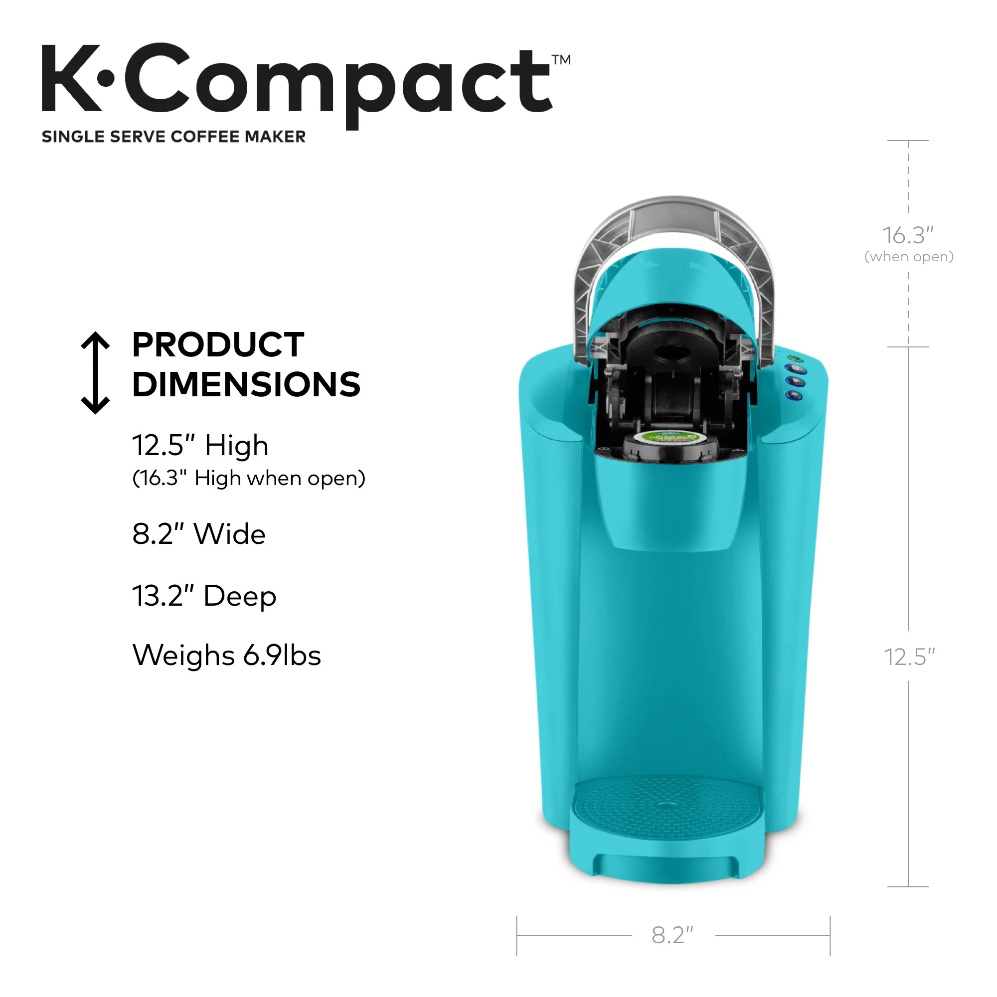 Keurig K-Compact Single-Serve K-Cup Pod Coffee Maker, Turquoise
