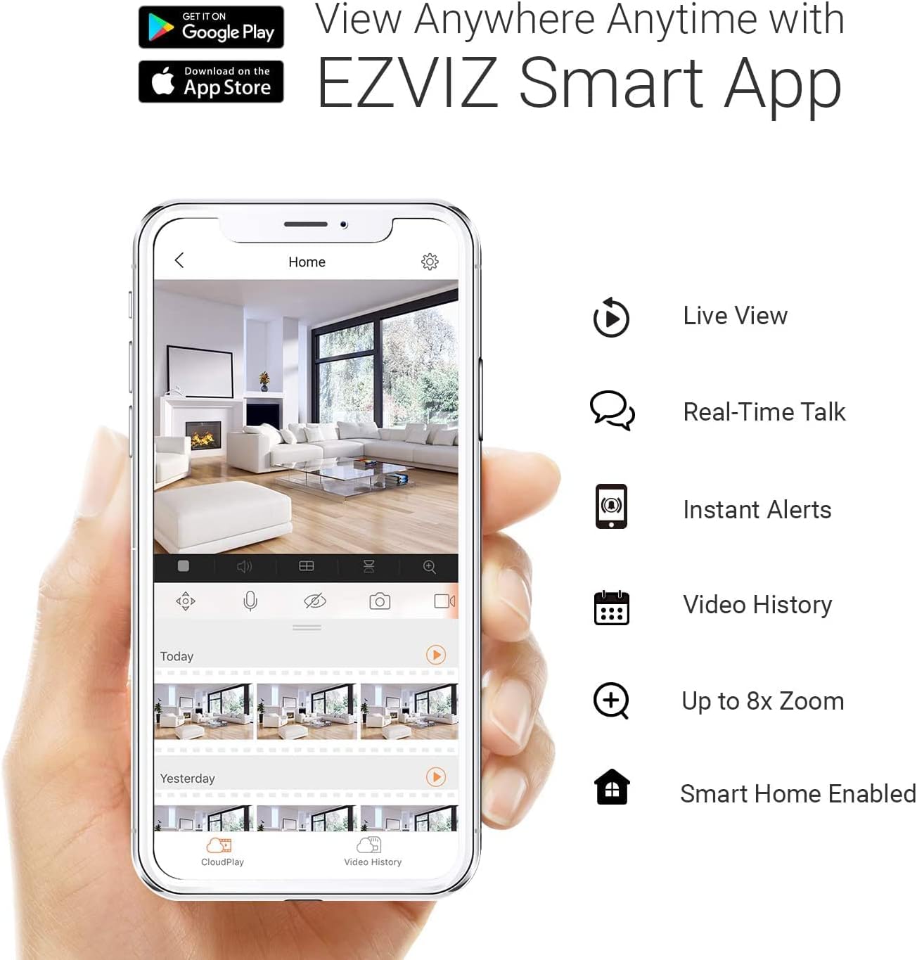 EZVIZ Video Doorbell Camera, 2.4Ghz/5Ghz Wi-Fi 1080P Security Camera with AI-Human Detection, 2-Way Audio, Existing Wiring Required | DB1C