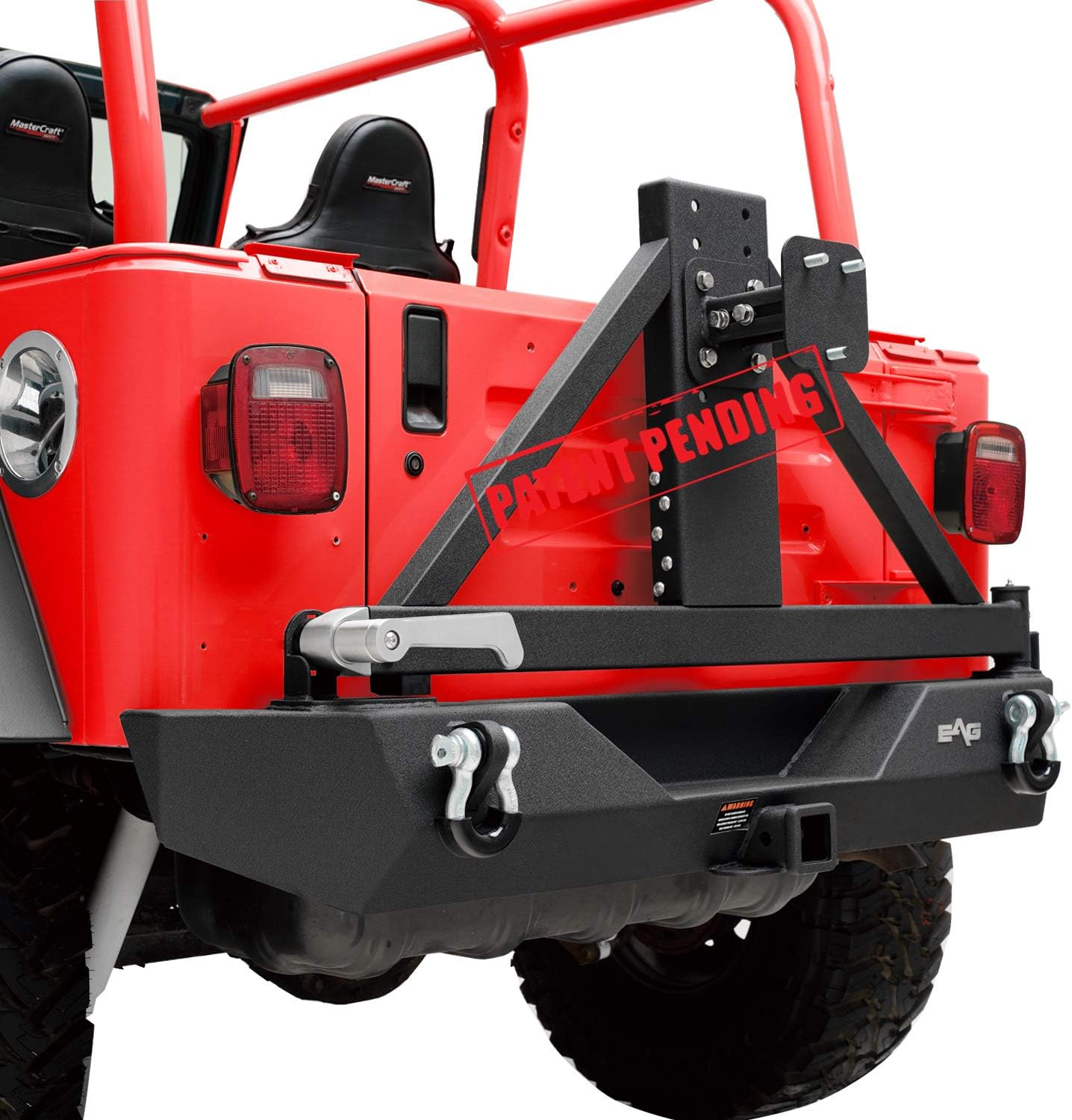 KML Steel Rear Bumper with Assembled Tire Carrier Black Textured Fit for 87-06 Jeep Wrangler TJ YJ