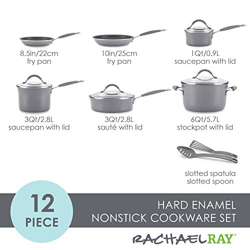 Rachael Ray Cucina Nonstick Cookware Pots and Pans Set, 12 Piece