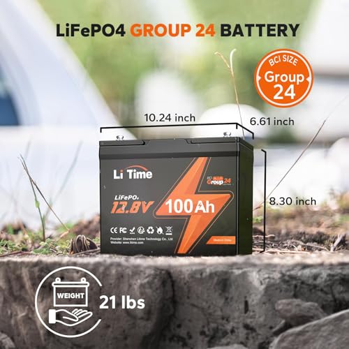 LiTime 12V 100Ah LiFePO4 Battery BCI Group 31 Lithium Battery Built-in 100A BMS, Up to 15000 Deep Cycles, Perfect for RV, Marine, Home Energy Storage