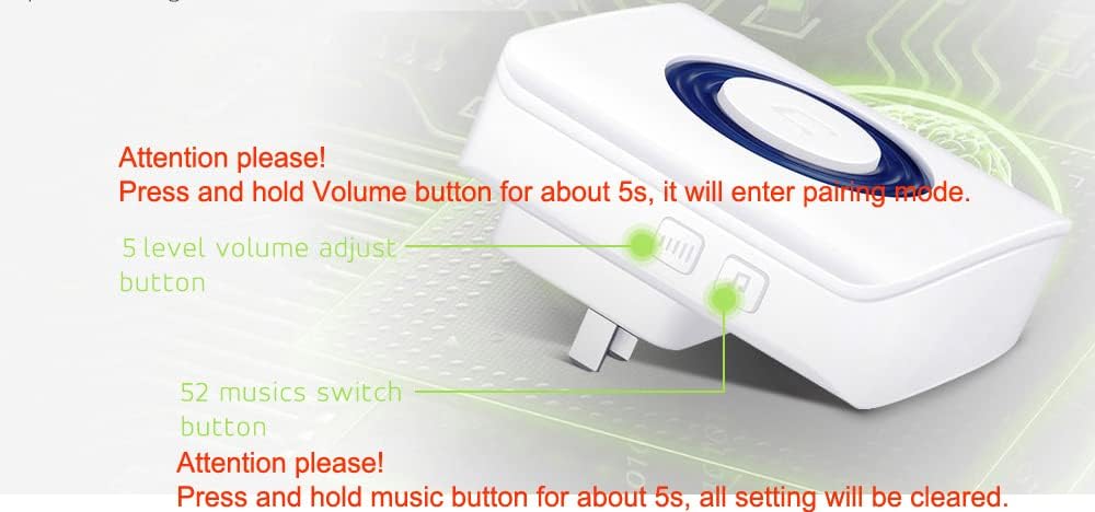 Caregiver Pager Wireless Motion Sensor Alert Room Bed Alarm and Fall Prevention for Elderly Dementia Patients (3Receivers+2Sensor)