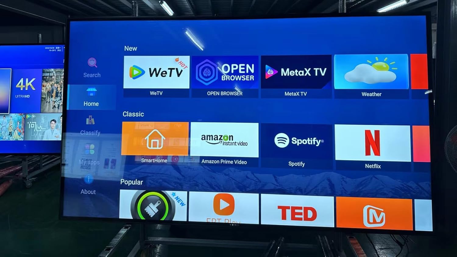 100 Inch Portable LED Screen Smart TV, TS100TD, Wide Viewing,16:9, WiFi, HDMI, USB, for Business, Home Viewing