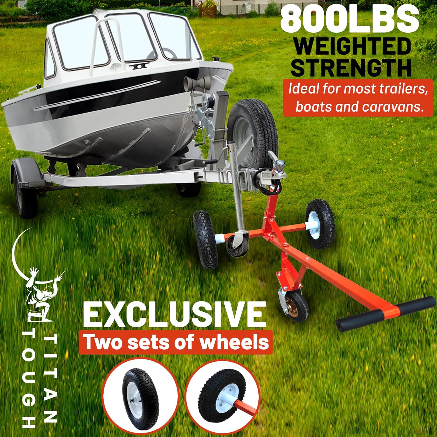 Titan Tough Adjustable Trailer Dolly with Caster Tow Dolly Jetski Dolly Trailer Mover with 2 Inch Ball