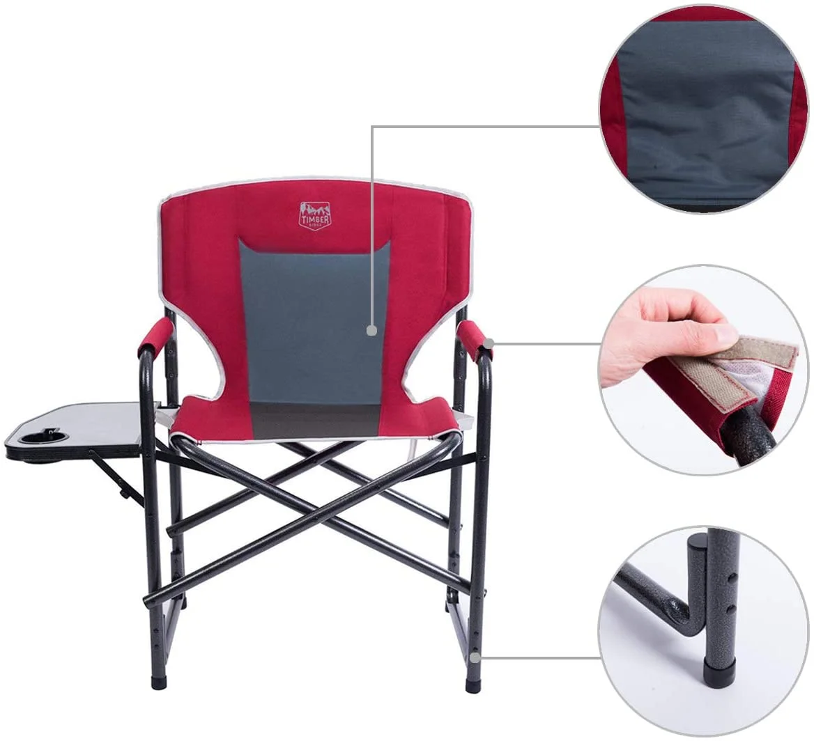 Timber Ridge Director's Chair Folding Aluminum Camping Portable Lightweight Chair Supports 300lbs with Side Table, Outdoor