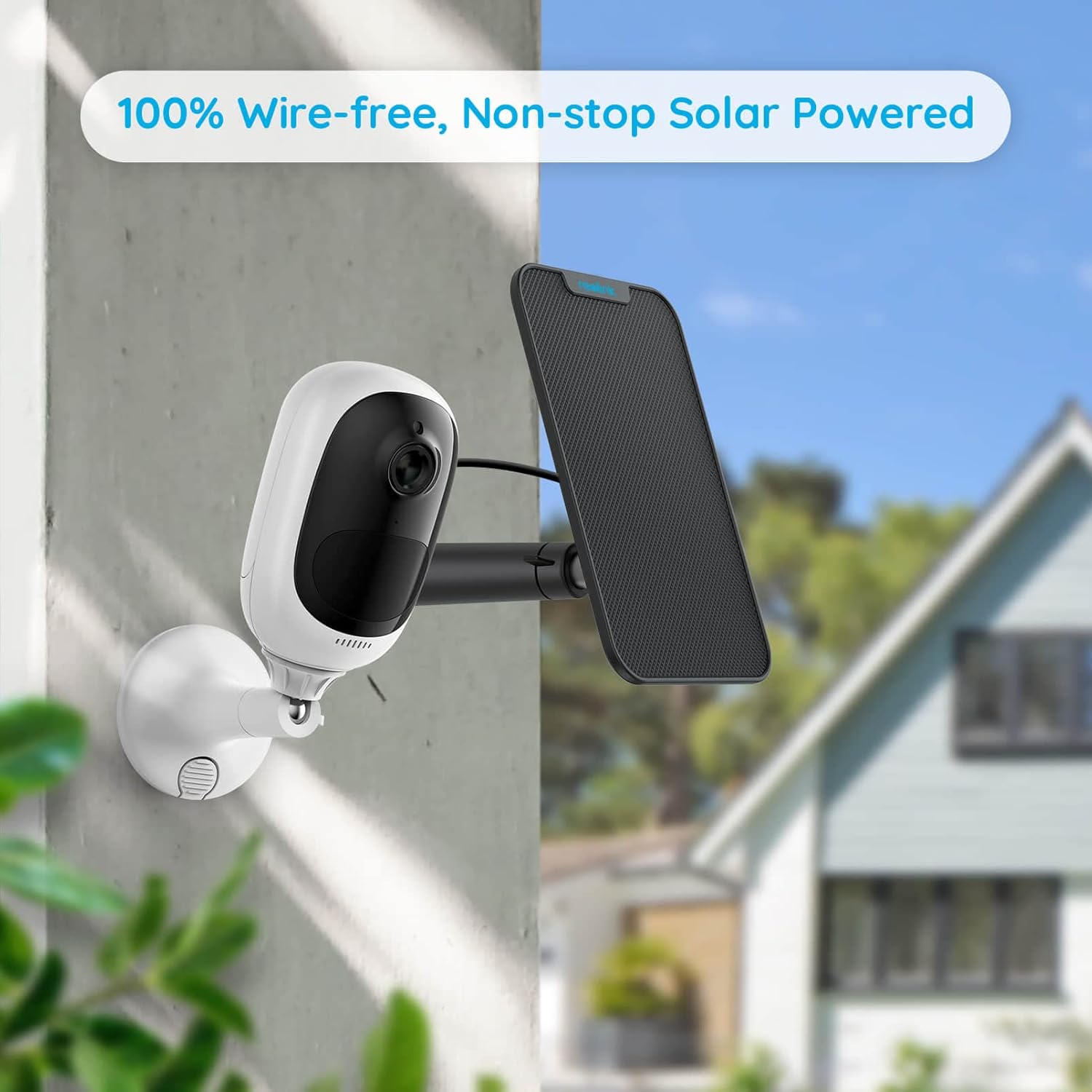 REOLINK Outdoor Security Camera System – Wireless, Rechargeable Battery, 1080P Video, Night Vision, Motion Detection, 2-Way Talk, Waterproof, Support Cloud Storage | Argus 2+Solar Panel