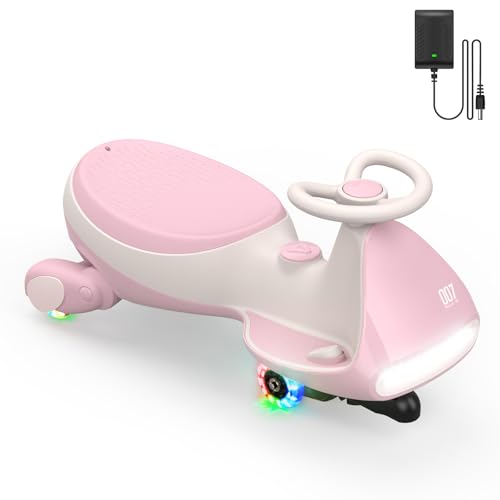 FanttikRide 12V N7 Pro Electric Wiggle Car with Pedal, Rechargeable Battery, CyberWiggle, 2 in 1 Swing Car, 2 Speed, Anti-Rollover, Flashing Wheels, Bluetooth, for Ages 3 and Up, 150 Lbs, Blue