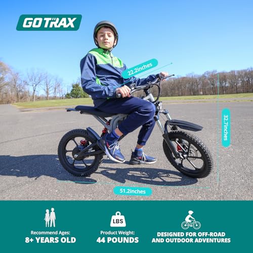 Gotrax Astra Electric Dirt Bike, 16" Pneumatic Tires, Max 16 Mile and 15.5Mph Speed Power by 300W Brushless Motor, Dual Suspension & Disc Brake, Electric Dirt Motorcycle for 8+ Years Old, Black