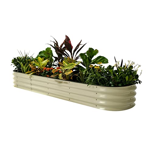 Vego garden Raised Garden Bed Kits, 17" Tall 9 in 1 8ft X 2ft Metal Raised Planter Bed for Vegetables Flowers Ground Planter Box-Modern Gray