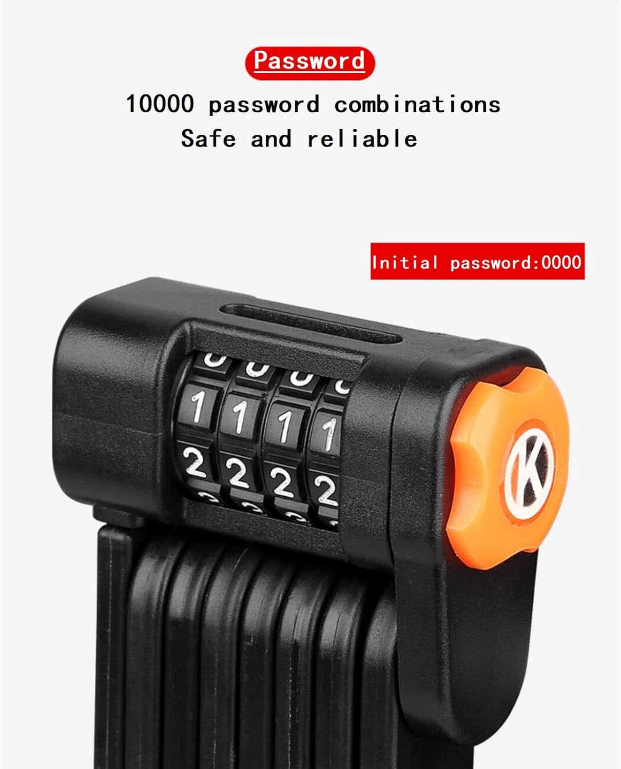 Mountain Bike Code Lock,Bicycle Code Lock,Folding Bike Lock with 4 Password Anti-Theft, Heavy Duty Bicycle Security Combination Chain Lock with 8 High Security Hardened Metal Pack of 2