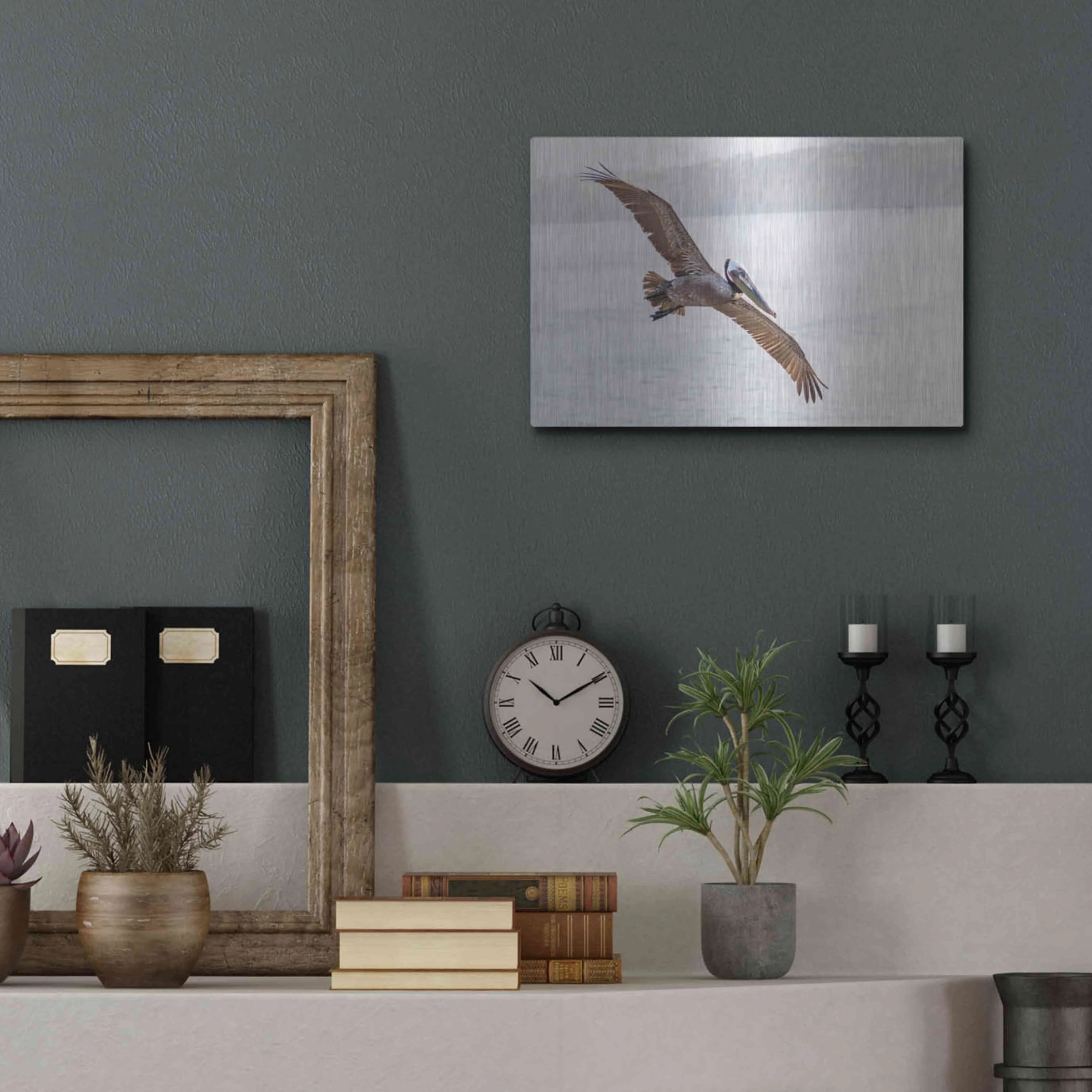Luxe Metal Art 'Pelican Spread' by Chris Moyer, Metal Wall Art, 16"x12"