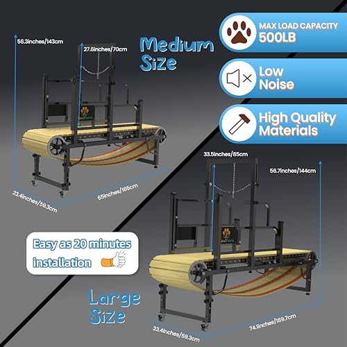 PawPaw's Large & Medium Dog Treadmill - Indoor & Outdoor Use, Up to 220 lbs, Slatmill Design with Brake