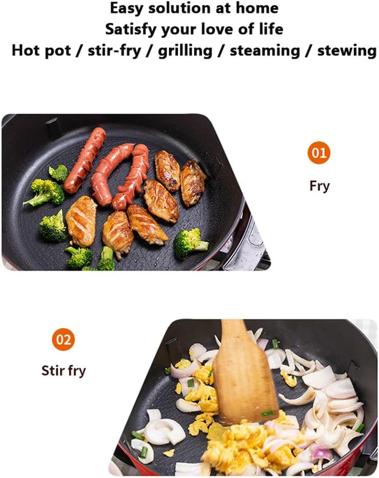 1360W 6L Electric Hot Pot Double Soup Pot Kitchen Indoor Smokeless Pot Multi-Function Electric Hot Potcooking and Frying Integrated Pot 220V for Family/Friends, Parties