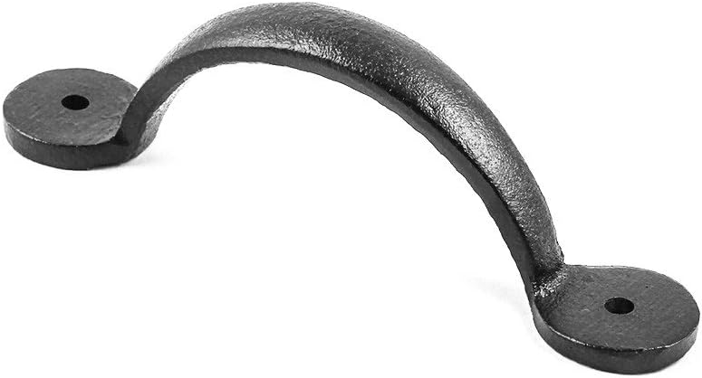 Renovators Supply Black Drawer Or Cabinet Door Pull Wrought Iron 4 7/8 Inch Antique Design Cabinet Or Drawer Handle Powder Coat Finish Includes Mounting Hardware Pack Of 12