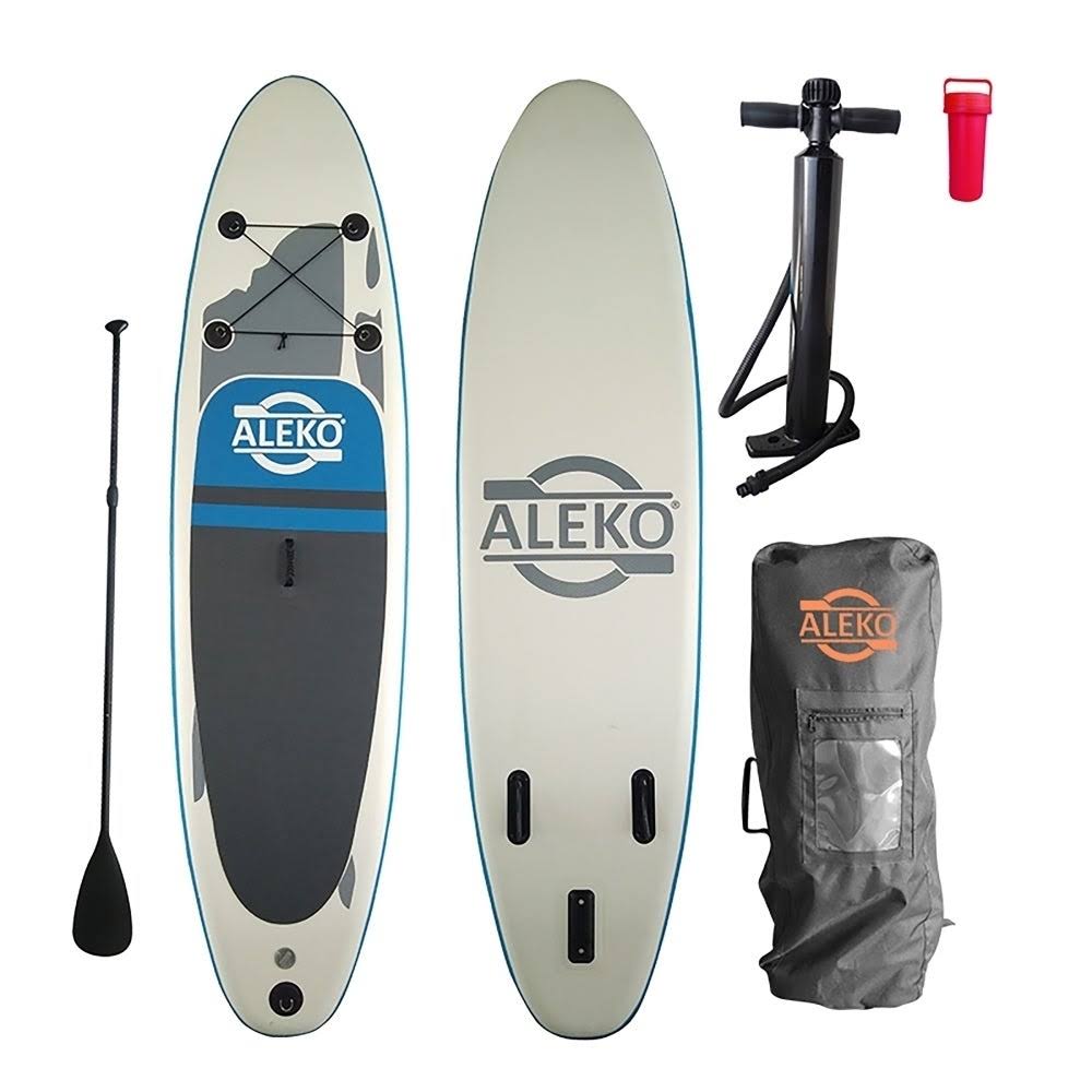Aleko Inflatable Paddle Board with Carry Bag - Gray Drip