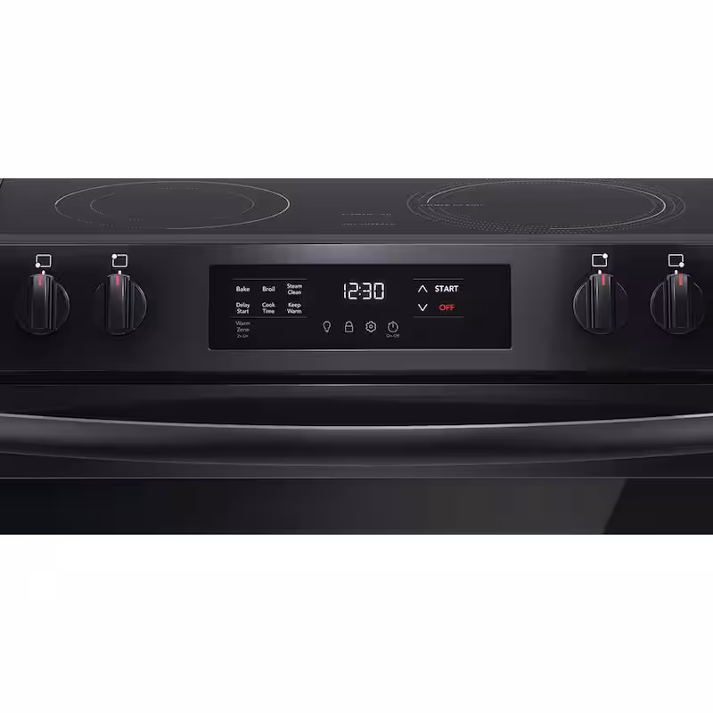30 in. 5-Element Slide-In Front Control Electric Range with Steam Clean in Black