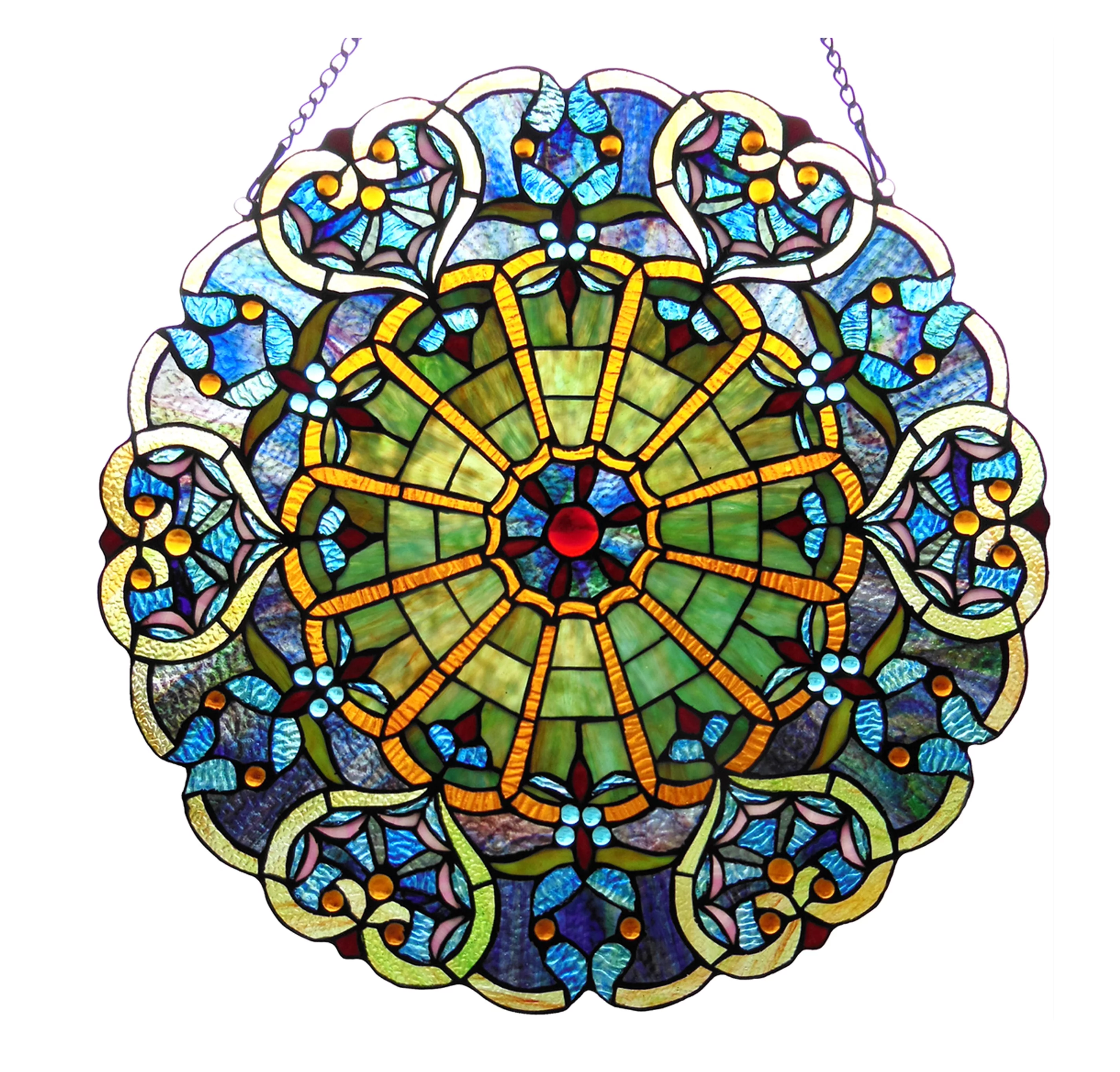 RADIANCE Goods Tiffany-Glass Victorian Window Panel 23" - Curated Treasures Market