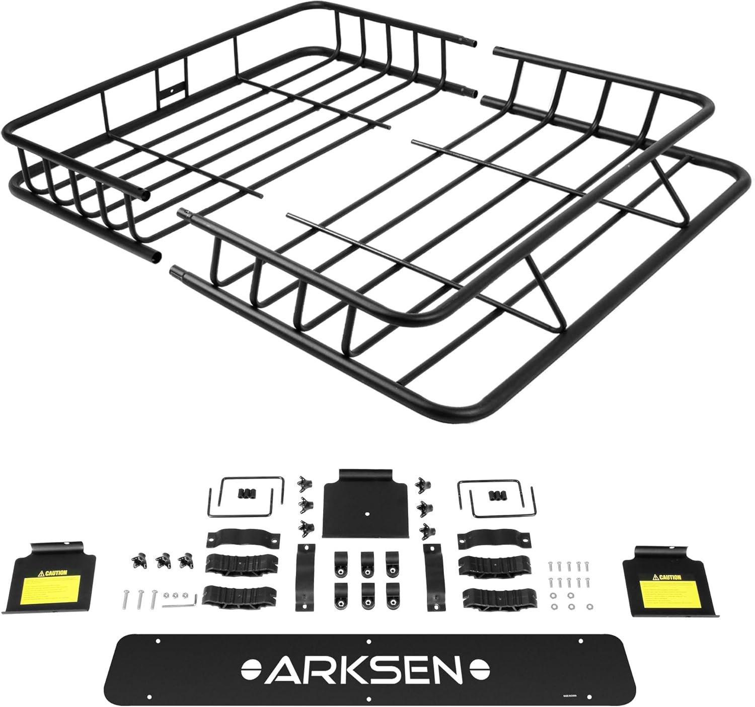 ARKSEN 84 Inch Universal Roof Rack Cargo Basket with Extension Soft-Shell Rooftop Cargo Carrier with Waterproof Car Roof Bag for SUV, Trucks, & Cars - Black