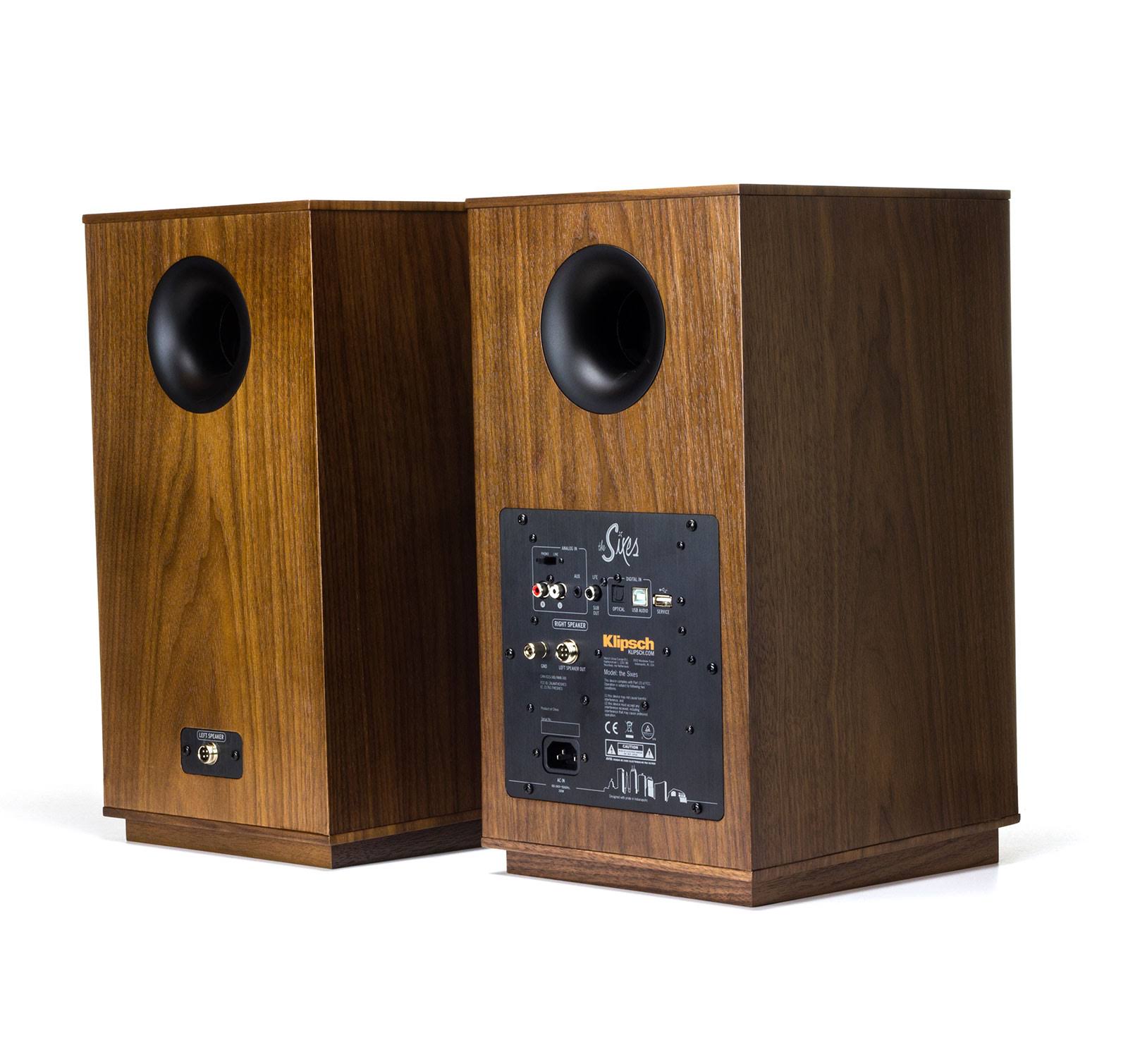Klipsch The Sixes 2-way Table-top Heritage Wireless Series Speakers - 200W RMS - Pair - Wireless - Walnut