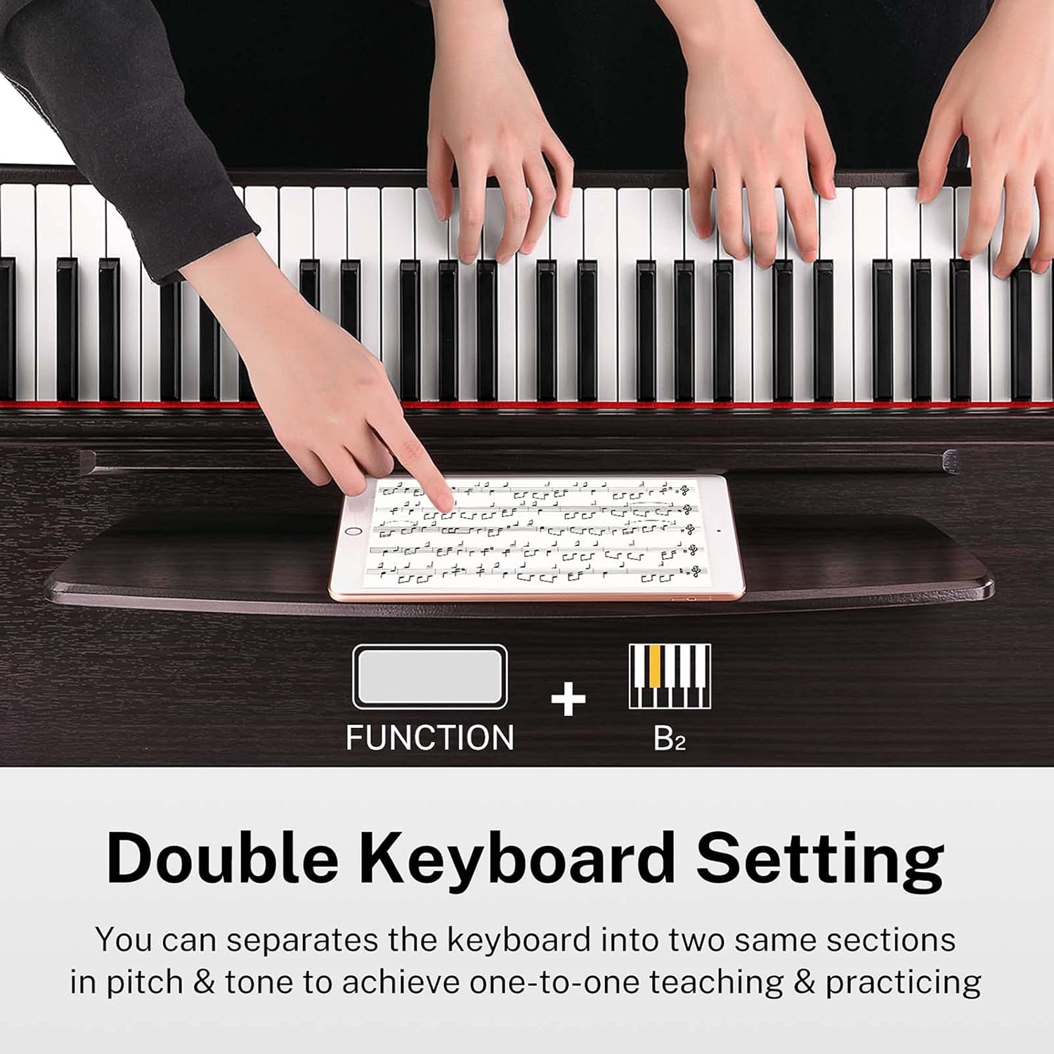 Donner DDP-300 Digital Piano 88 Key Weighted Keyboard Piano, GHS Keyboard, Professional Electric Piano with Triple Pedals, Double Tweeter & Subwoofer, USB MIDI Connecting, Rose Dark