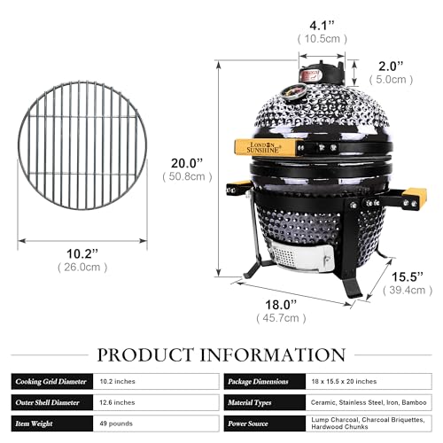Ceramic BBQ Charcoal Kamado Grill 13 inch Portable Tabletop BBQ Grill Red