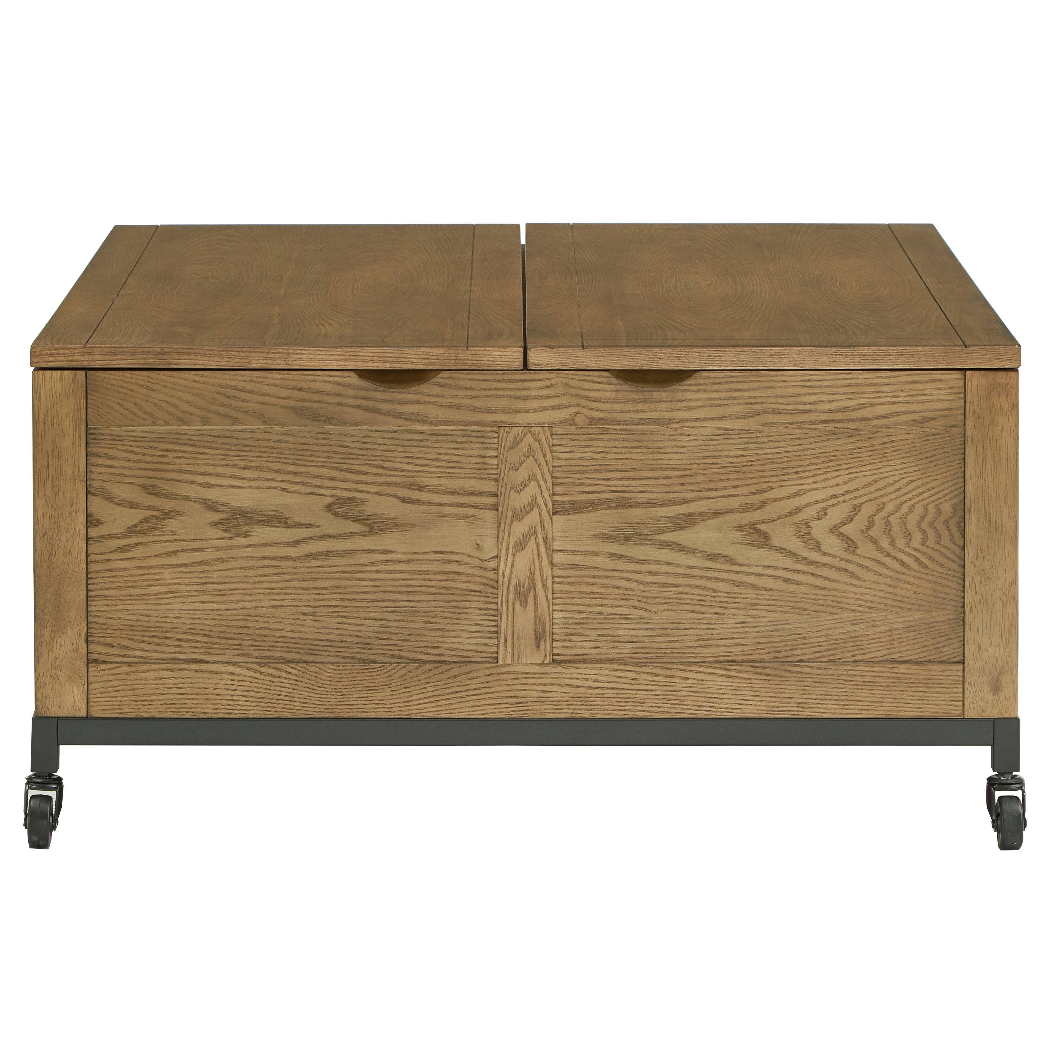 Shay Square Storage Trunk Cocktail Table with Caster Wheels by Inspire Q Artisan - Brown