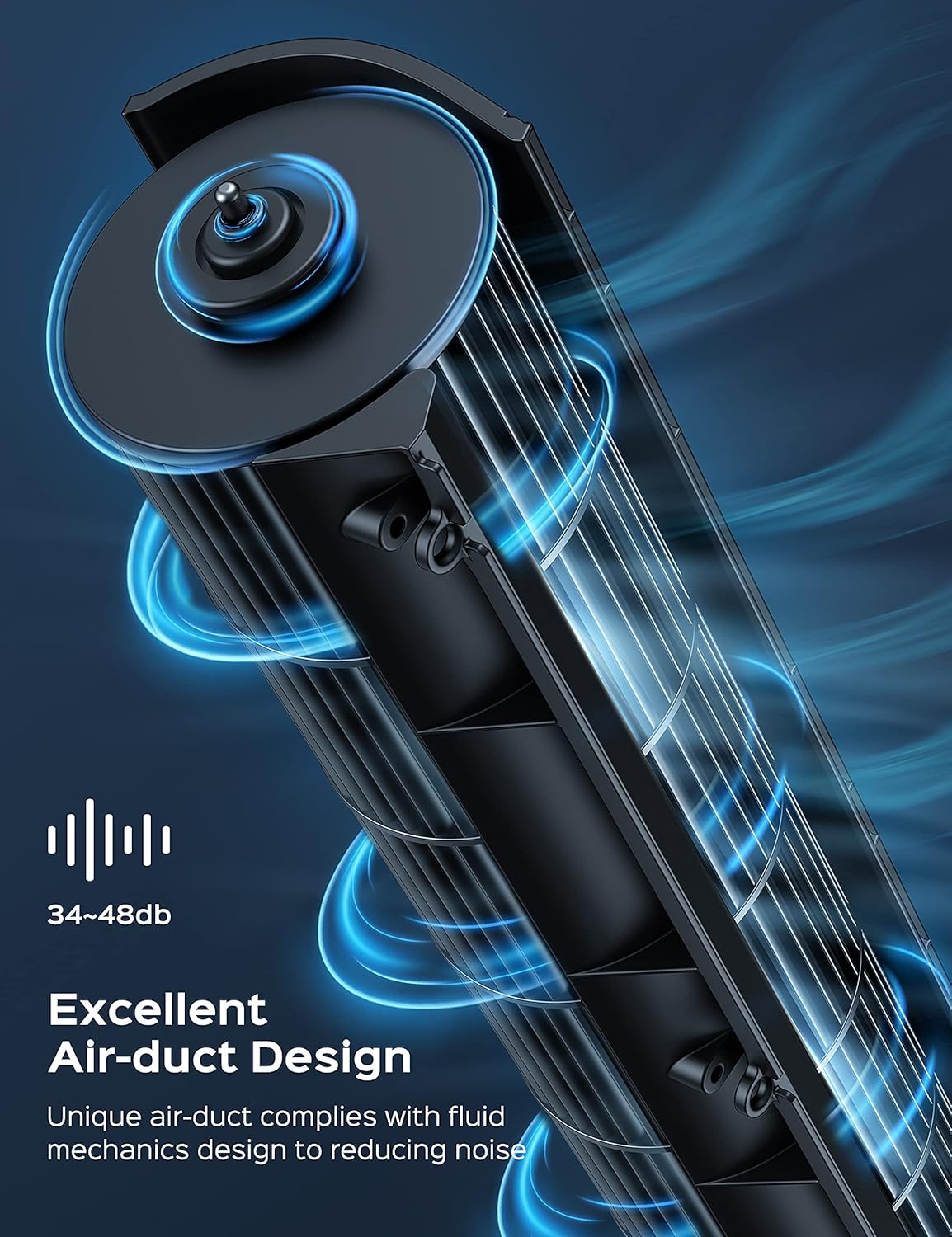 Dreo Tower Fans for Home and Office, Quiet Oscillating Bladeless Standing Floor Fans