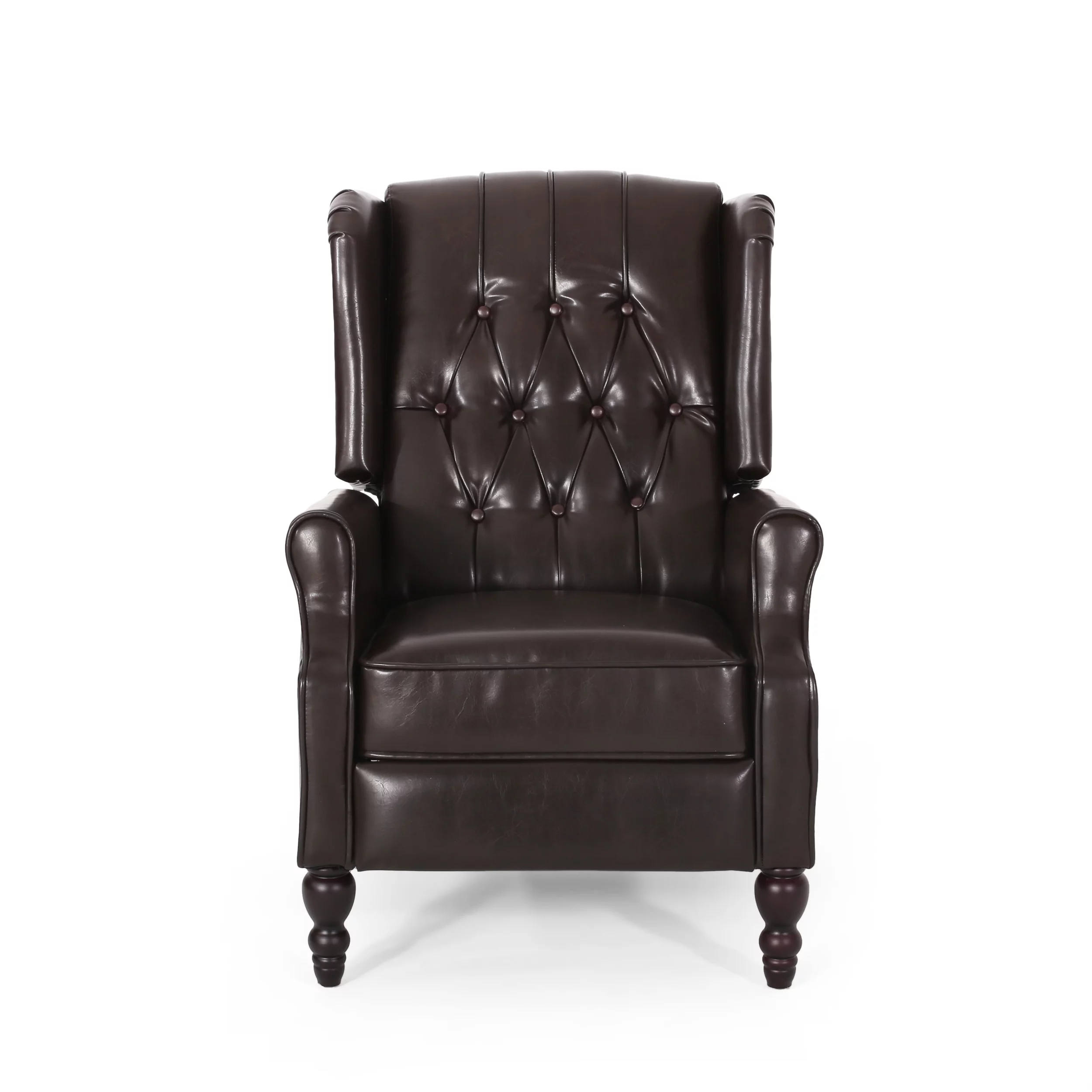 GDF Studio Elizabeth Contemporary Tufted Wingback Pushback Recliner, Brown and Dark Brown