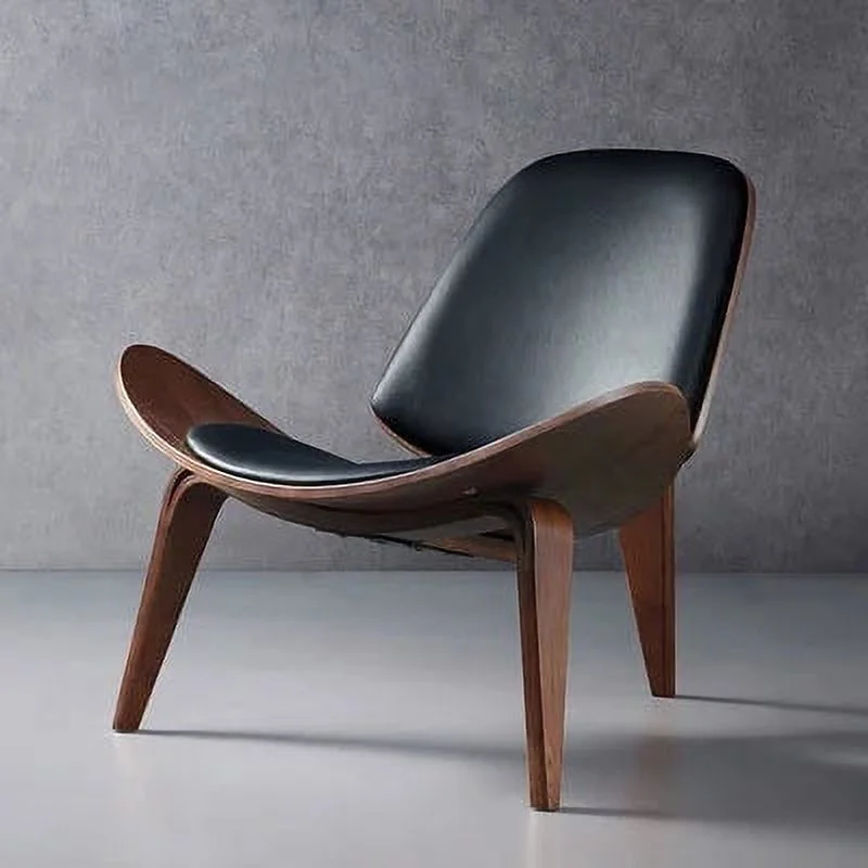 Hans Wegner Style Three-Legged Shell ChairsAsh Plywood Fabric Upholstery Living Room Furniture Modern Lounge Shell ChairsReplica