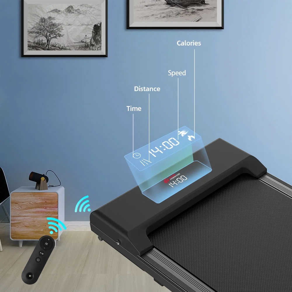 Home Fitness Code Treadmills for Home, Ultra Slim Under Desk Treadmill for Home/Office, No Assembly Required, Black